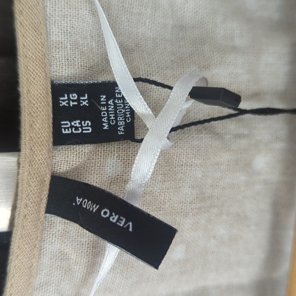 Vero Moda Tan Flutter Sleeve Tie Front Linen Blouse - XL NWT - Picture 3 of 5
